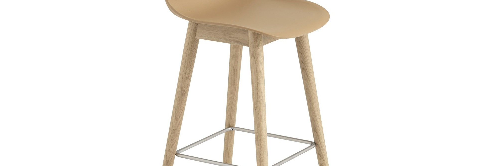 Fiber Counter Stool - Wood Base with backrest