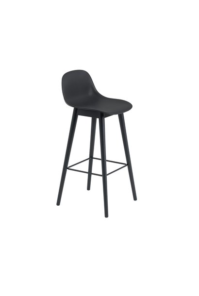 Fiber Bar Stool - Wood Base with backrest