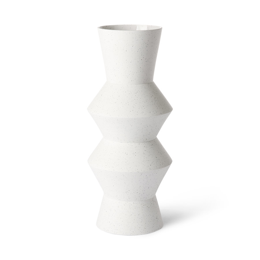 Speckled clay vase angular L-1