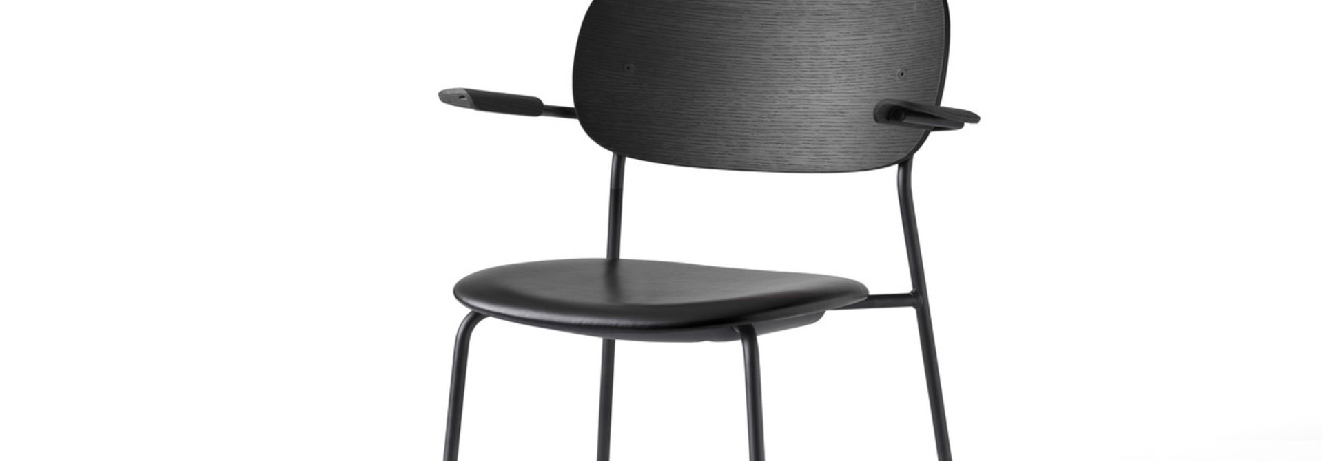 Co Dining Chair armrest - Black powder coated steel - seat upholstery