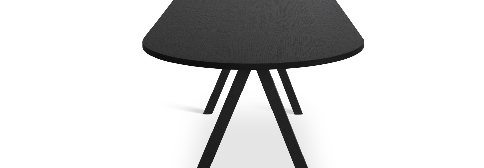 Saw Dining Table Rounded Solid Black Ash 230x90