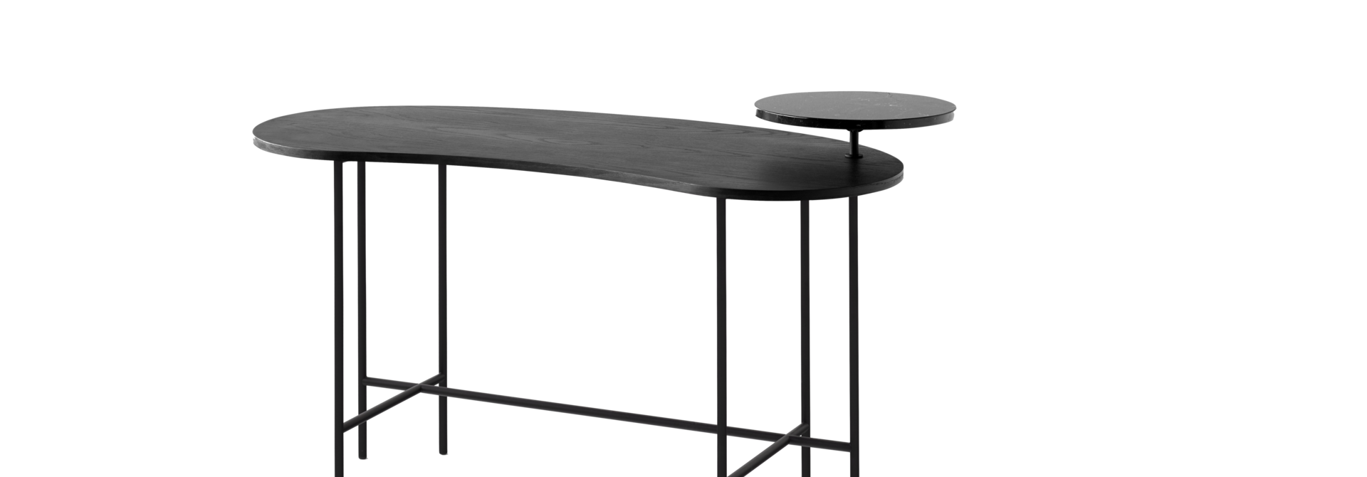 Palette Desk JH9 Nero marquina marble - Black lacquered ash veneer