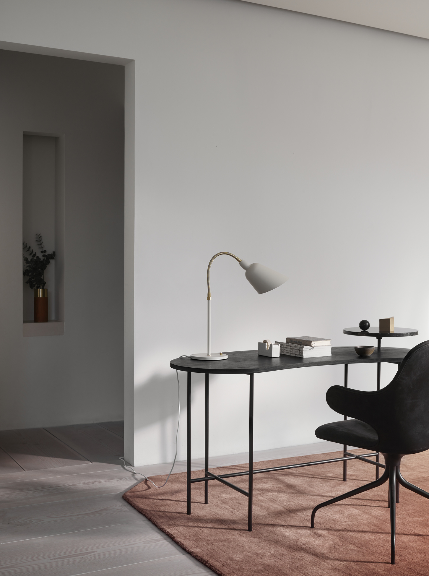 Palette Desk JH9 Nero marquina marble - Black lacquered ash veneer-5