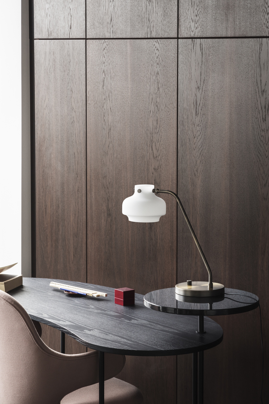 Palette Desk JH9 Nero marquina marble - Black lacquered ash veneer-2