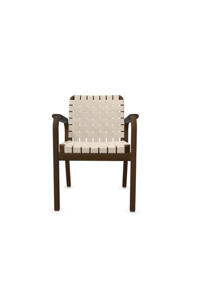 A45 Armchair 45, Walnoot - Geweven linnen Natural/White