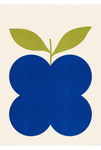 Indigo Fruit with oak frame 30x40cm