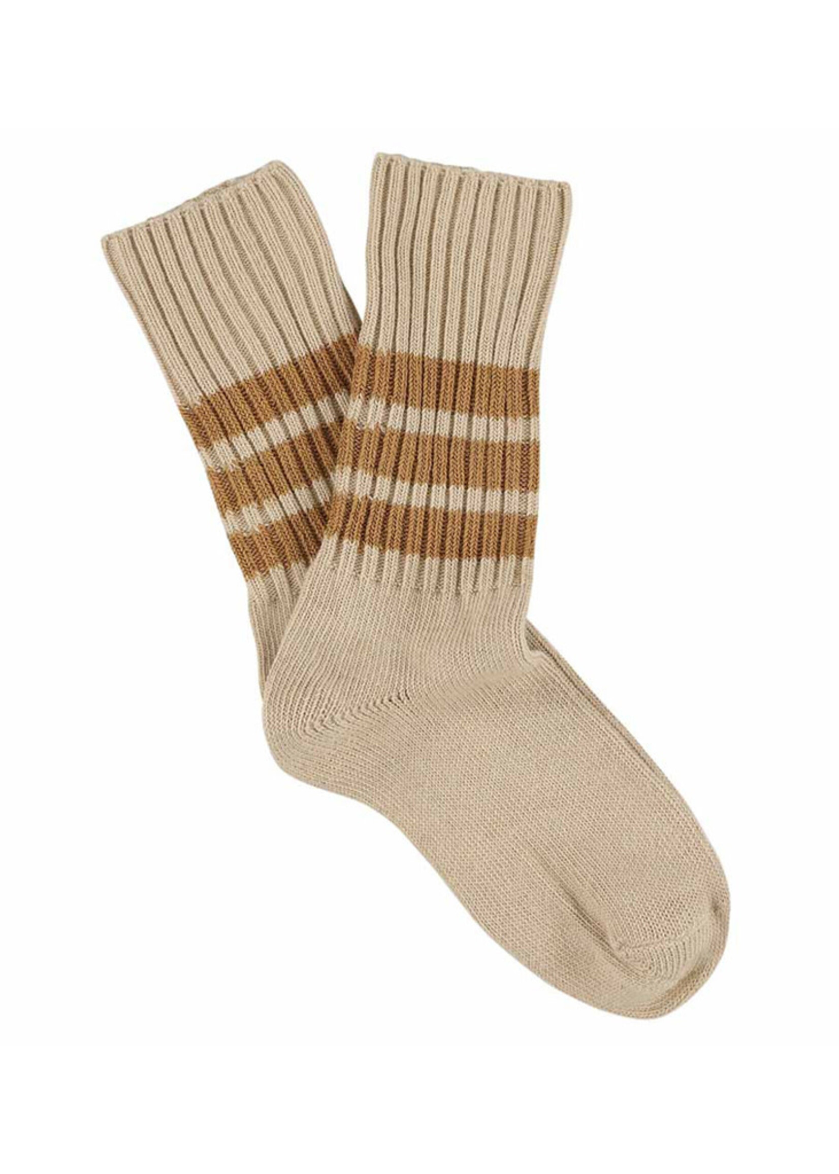 Escuyer Crew Stripes Socks - Pink / Brown