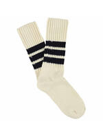Escuyer Crew Stripes Socks - Ecru / Dark Blue