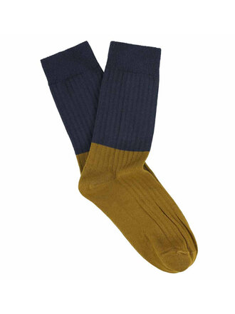 Escuyer Colour Block Socks Navy / Cumin