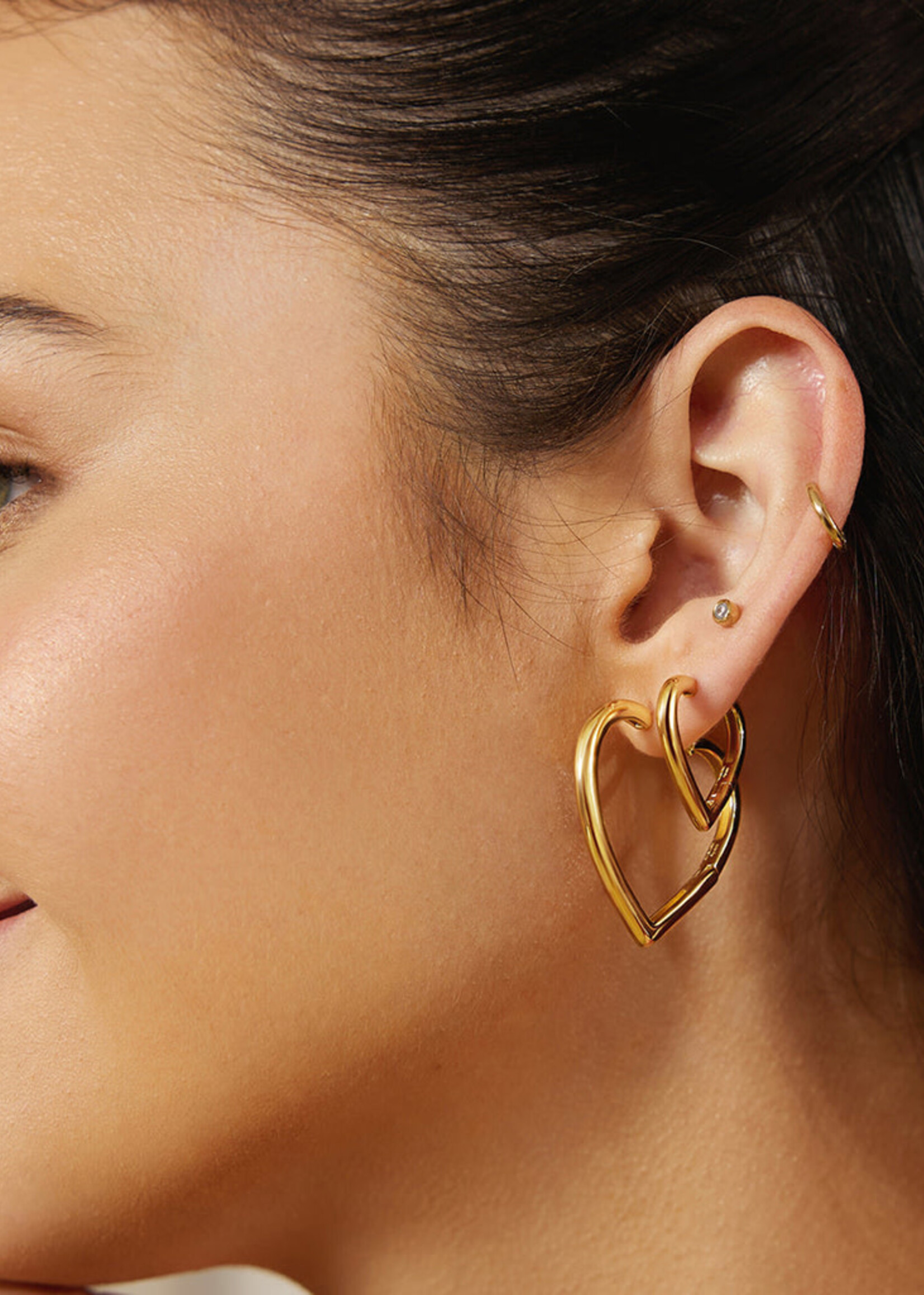 Ania Haie Gold Medium Heart Hoop Earrings