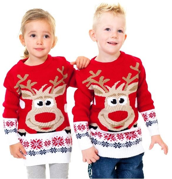 Weihnachtspulli Rudolph Rot Kinder - Jungen und Mädchen