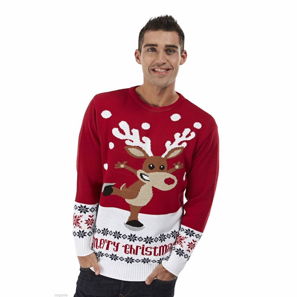 Weihnachtspulli Rudolph on Ice Rot Herren