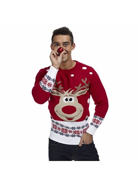 Weihnachtspulli Rudolph Rot