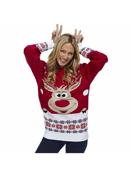 Weihnachtspulli Rudolph Rot