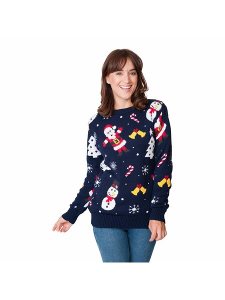 Dunkelblauer Weihnachtspullover | Damen