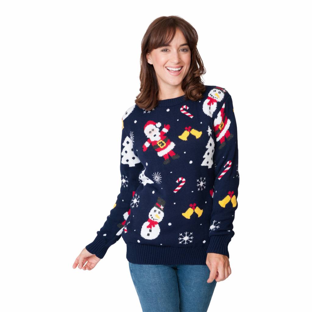 Dunkelblauer Weihnachtspullover | Damen