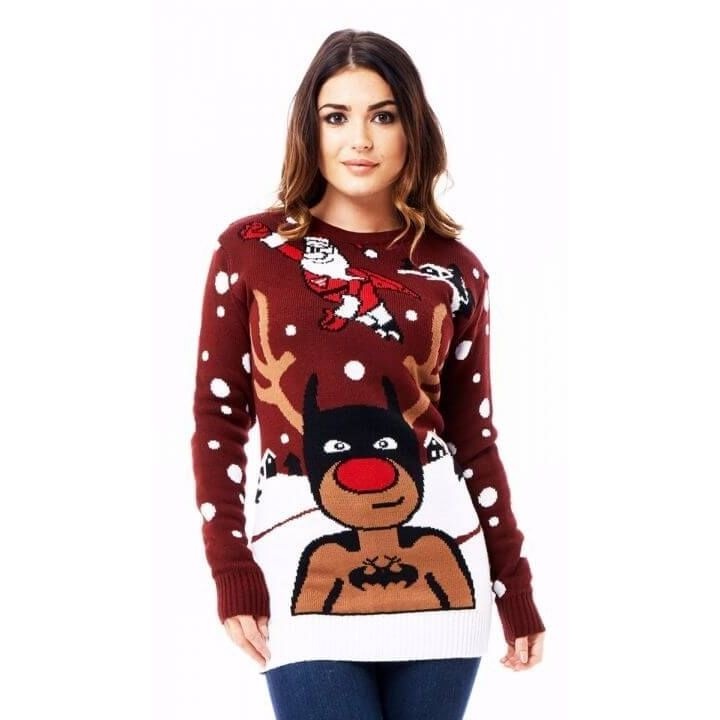 Rentier Batman Weihnachtspullover für Damen