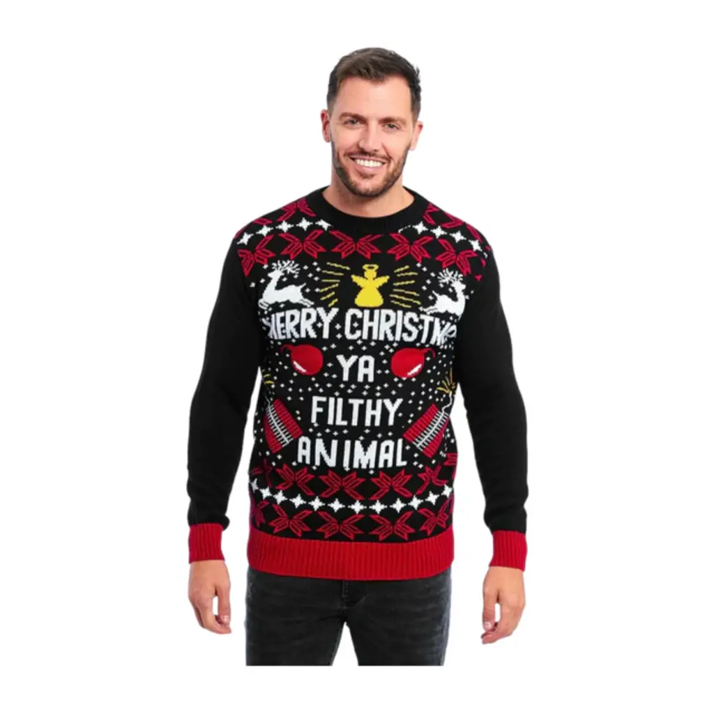 Weihnachtspullover Herren - Merry Christmas Ya Filthy Animal
