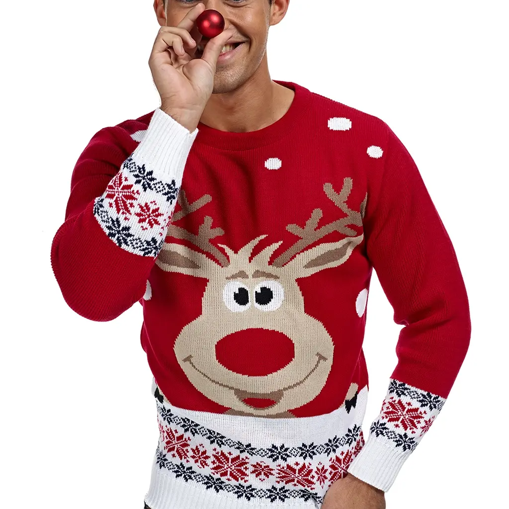 Weihnachtspulli Rudolph Rot Herren