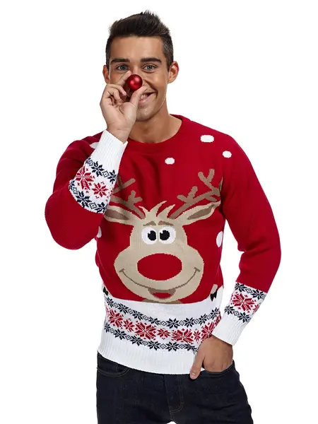 Weihnachtspulli Rudolph Rot