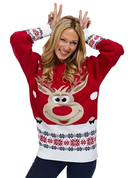 Weihnachtspulli Rudolph Rot