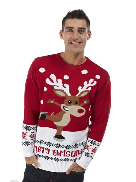 Weihnachtspulli Rudolph on Ice Rot