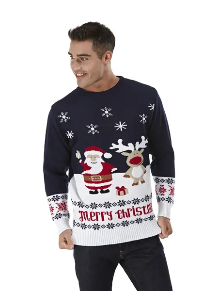 Weihnachtspulli Geschenken Dunkelblau