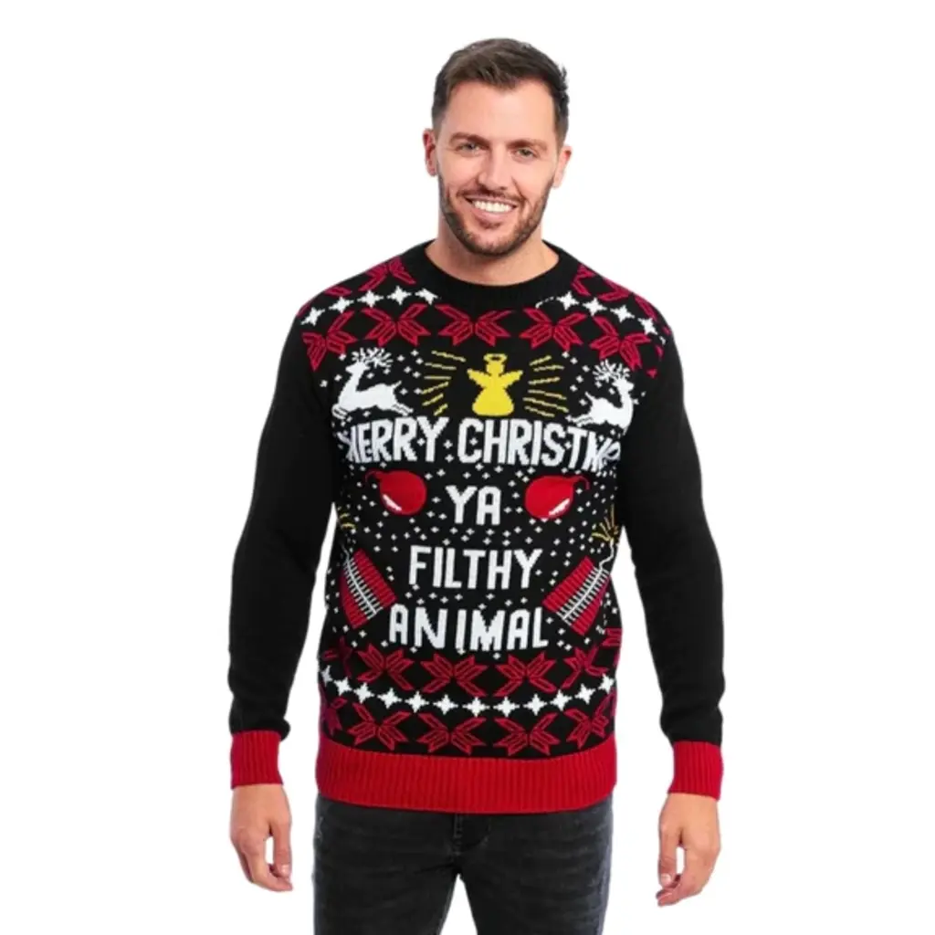 Weihnachtspullover Herren - Merry Christmas Ya Filthy Animal