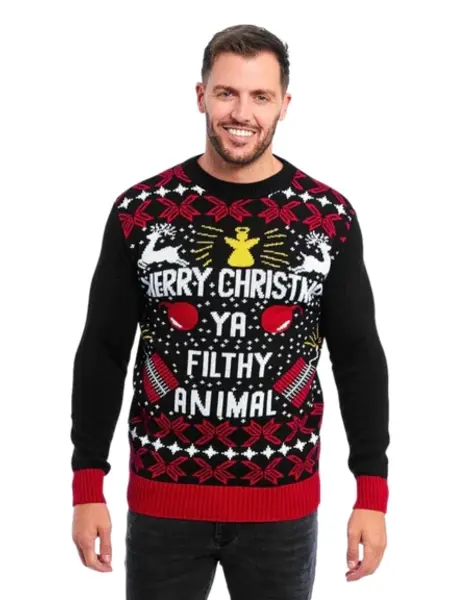 Weihnachtspullover Herren - Merry Christmas Ya Filthy Animal