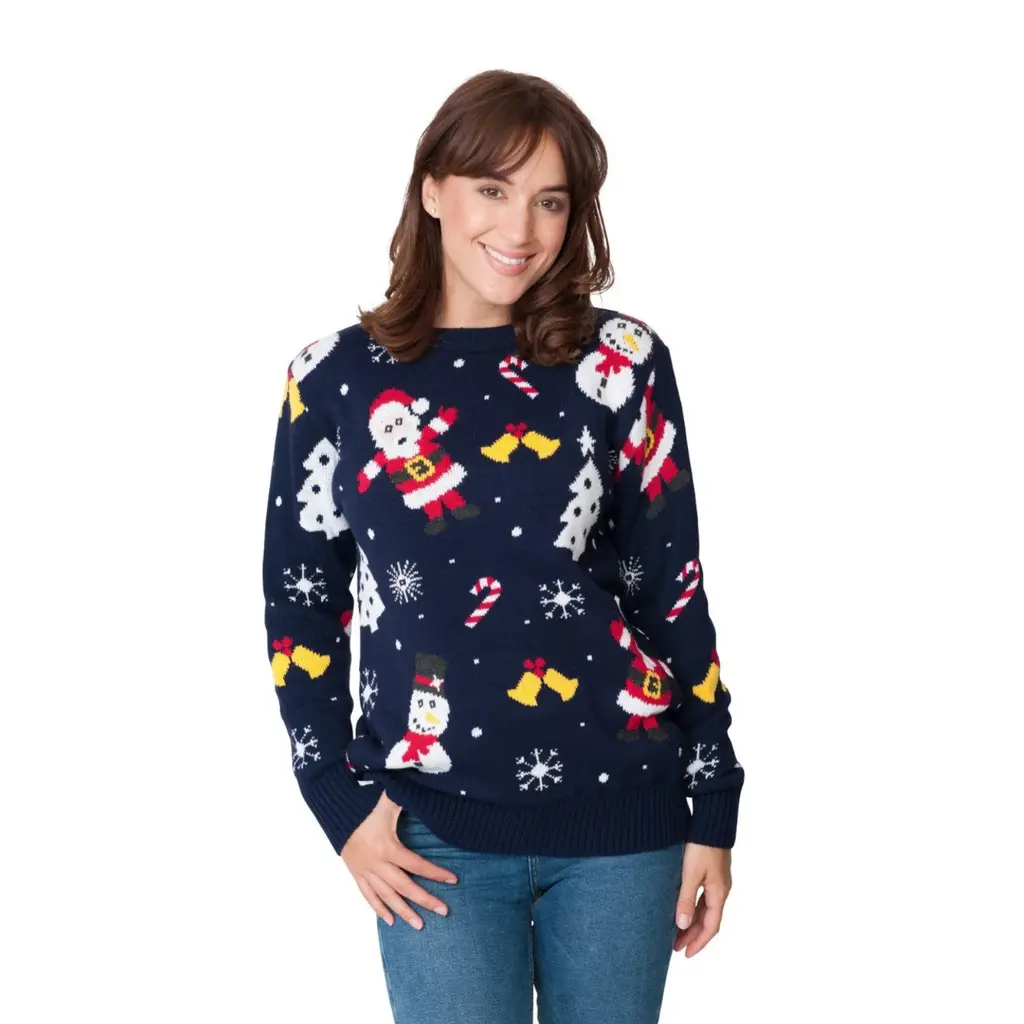 Dunkelblauer Weihnachtspullover | Damen