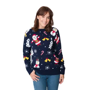 Dunkelblauer Weihnachtspullover | Damen
