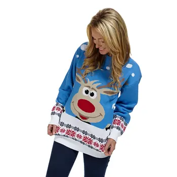 Weihnachtspulli Rudolph Blau