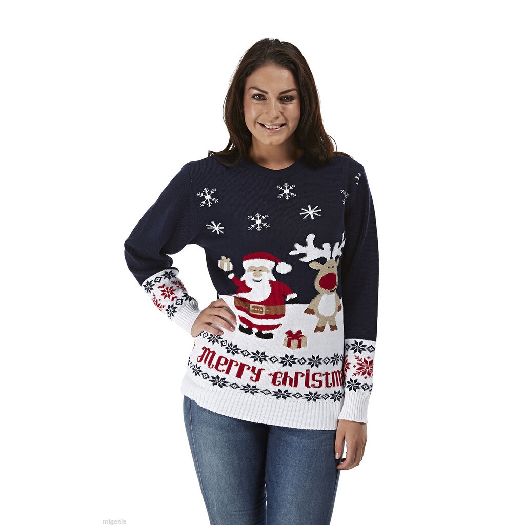 Dunkelblauer Weihnachtspullover Geschenken