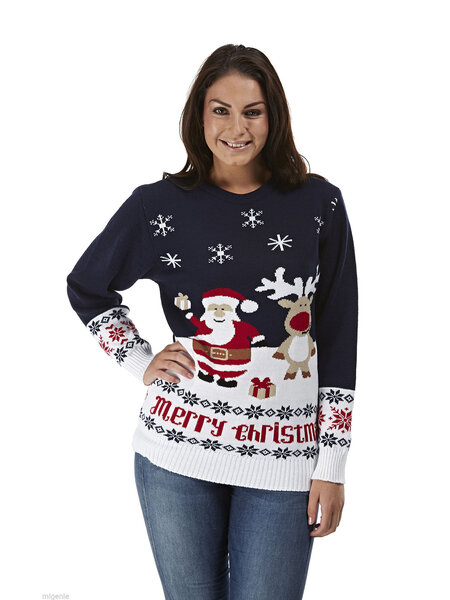 Dunkelblauer Weihnachtspullover Geschenken