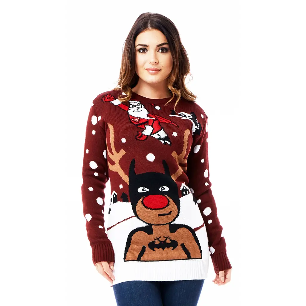 Rentier Batman Weihnachtspullover für Damen