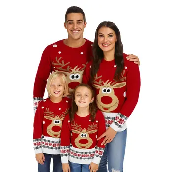 Weihnachtspullover Rudolph Rot - Familie