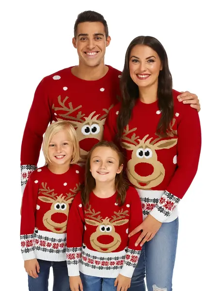 Weihnachtspullover Rudolph Rot - Familie