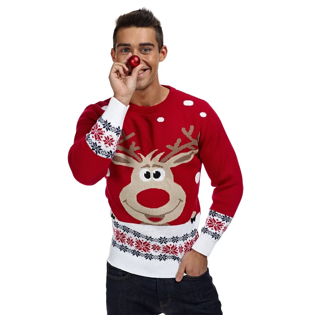 Weihnachtspullover Rudolph Rot - Familie