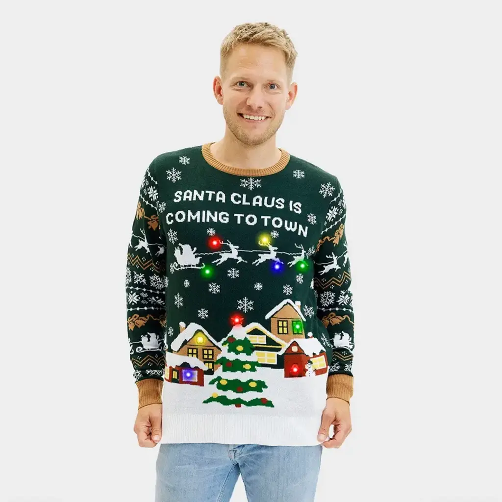 Santa Claus is Coming to Town LED - Weihnachtspullover Herren