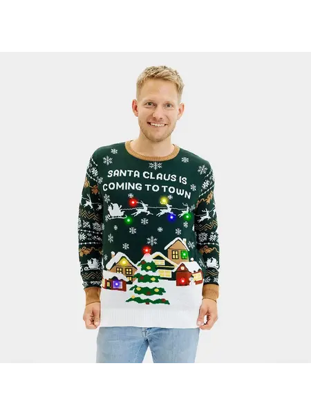 Santa Claus is Coming to Town LED - Weihnachtspullover Herren