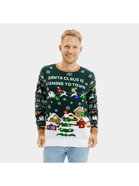 Santa Claus is Coming to Town LED - Weihnachtspullover Herren
