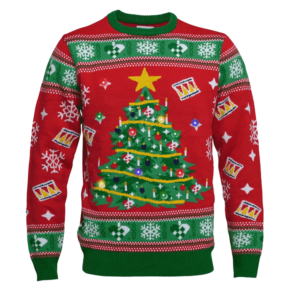 LED Weihnachts­pullover Weihnachtsbaum Rot – Herren Pullover
