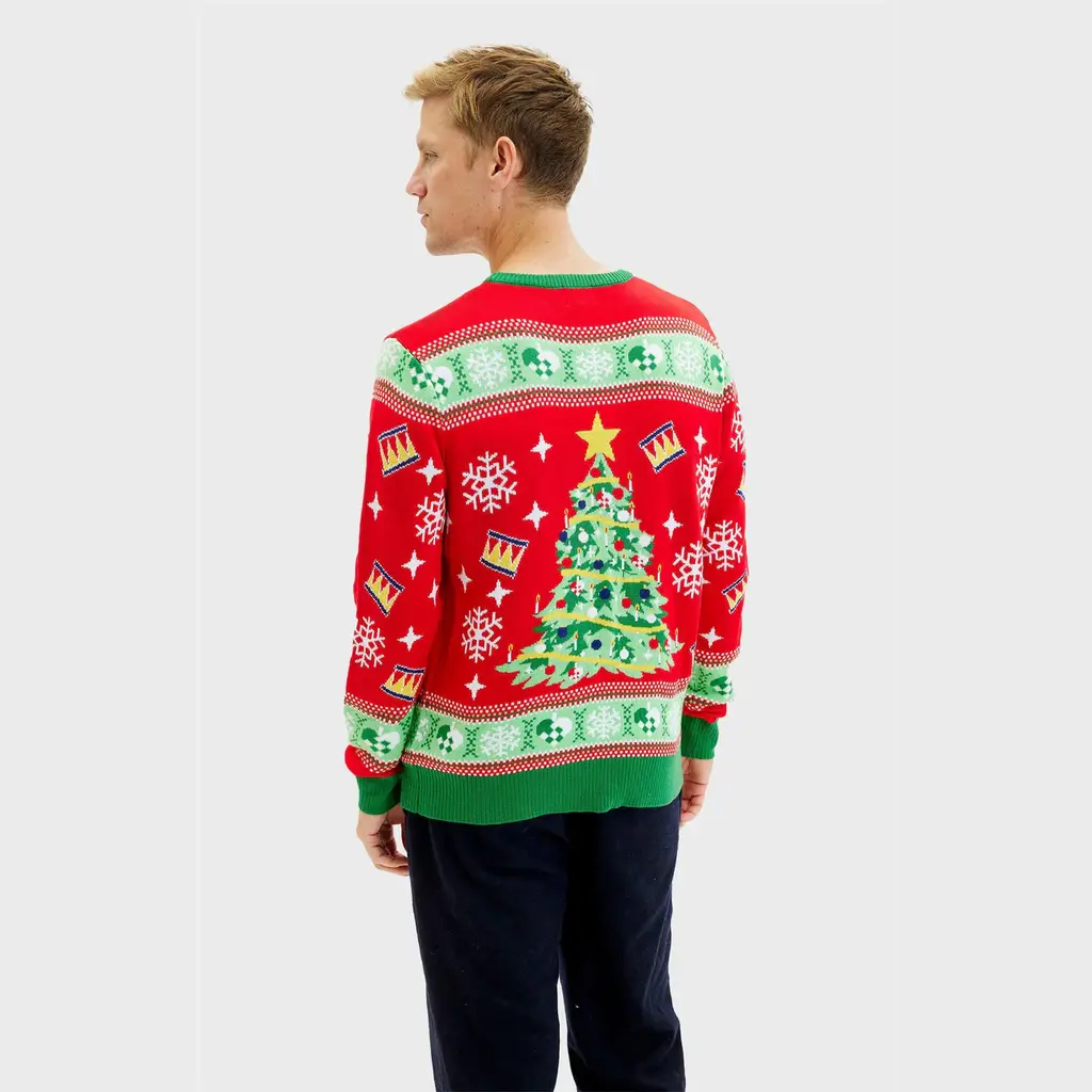 LED Weihnachts­pullover Weihnachtsbaum Rot – Herren Pullover