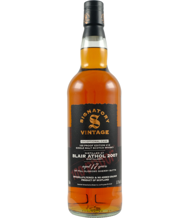 Blair Athol Blair Athol 2007 Signatory Vintage - Exceptional 100 Proof #12