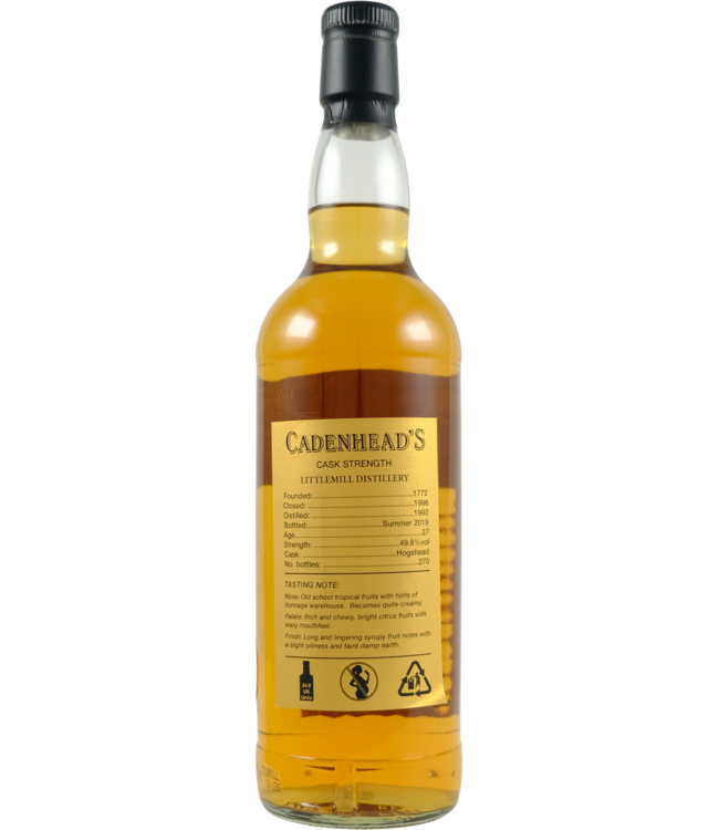 Littlemill Littlemill 1992 Cadenhead's - 49.8%