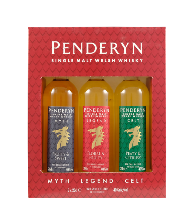 Penderyn Penderyn Red Dragon  Pack 3 x 20 cl