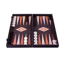Reis-editie: Wenge houtenprint Backgammon set - Luxe - 20x12cm