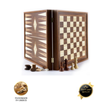 2-in-1-Combo-Schach-Backgammon im klassischen Stil 27 x 27 cm
