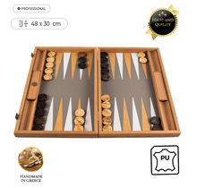 Leatherette Ostrich Tote Backgammon Spiel - 48x30cm - mit Gelb / Braun & Dusty Elfenbein