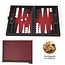 Manopoulos Leatherette Bordeaux Red Backgammon - 30x20cm - Dark Grey & Ice White